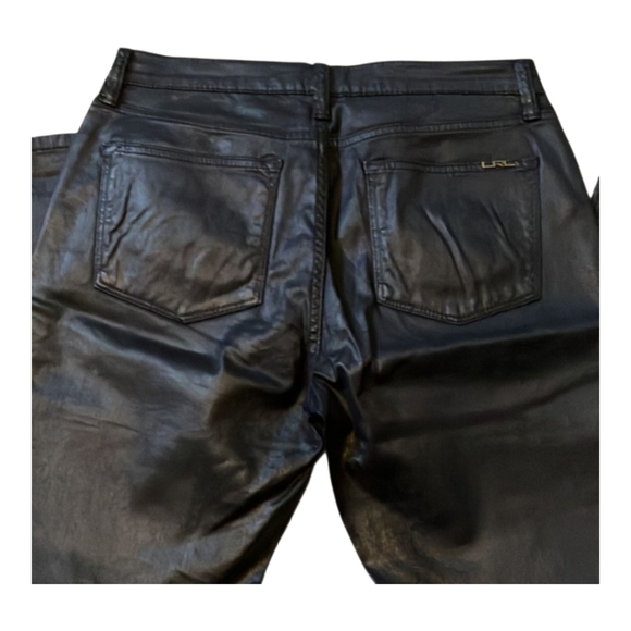 LRL Ralph Lauren Black Coated Skinny Jeans Size 8 Waxed Stretch Denim - Picture 4 of 6